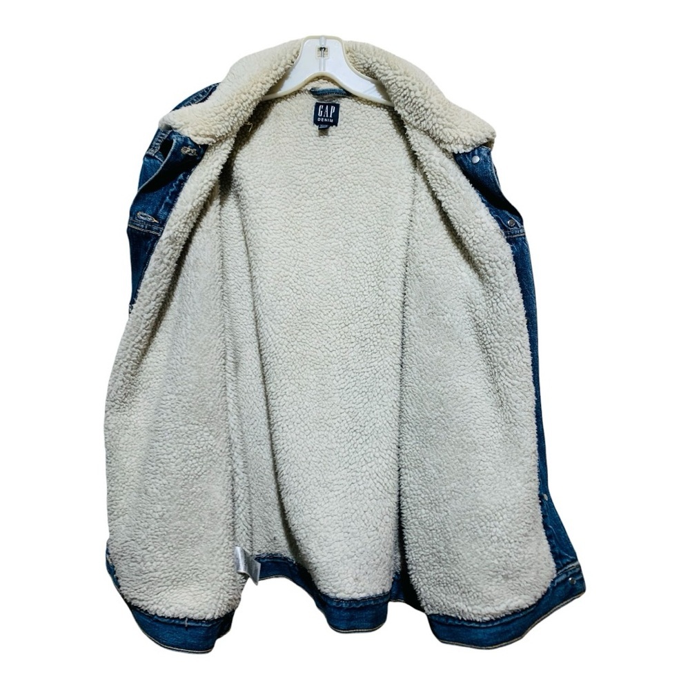 Men’s GAP Icon Denim Trucker Jacket With Sherpa Lining Sz Medium - Picture 3 of 5